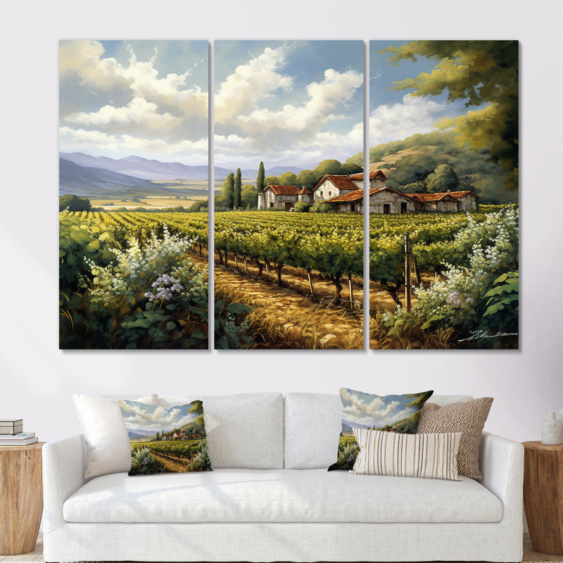 «Vineyard Charm Landscape I», ensemble d'art mural Vineyard, Toile tendue, H 40 po x l 60 po