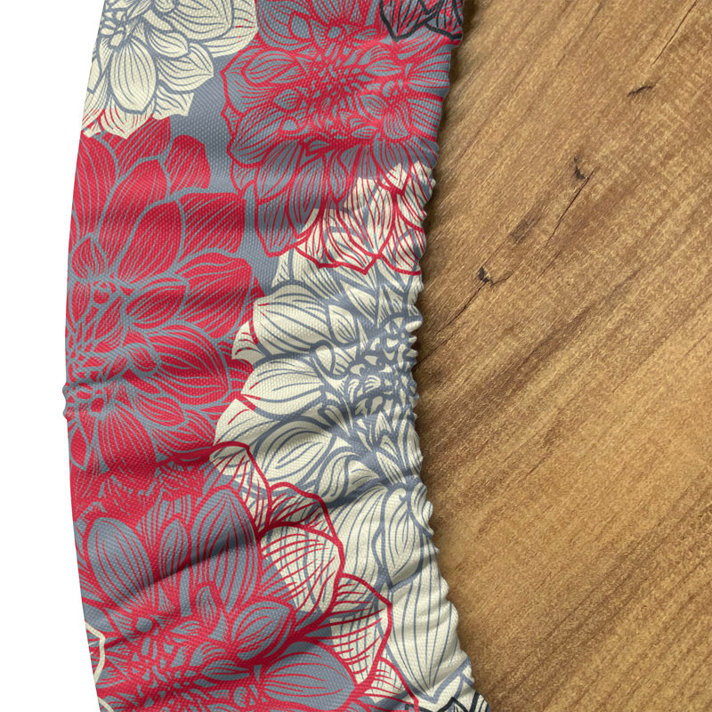 Winston Porter Flower Fitted Round Tablecloth Multicolor, 67.72" Round