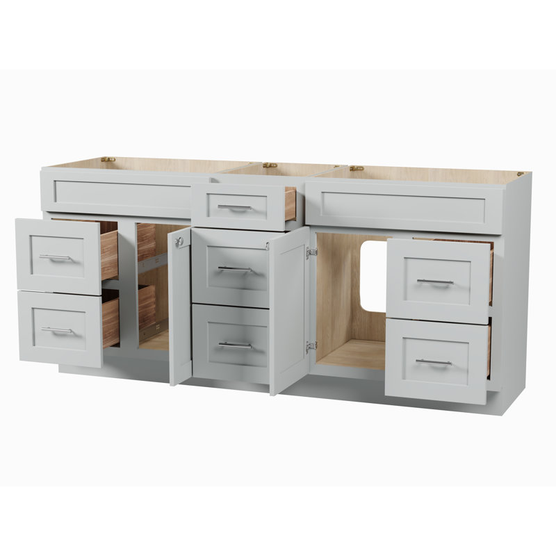 75" Double Bathroom Vanity Base only, Gray