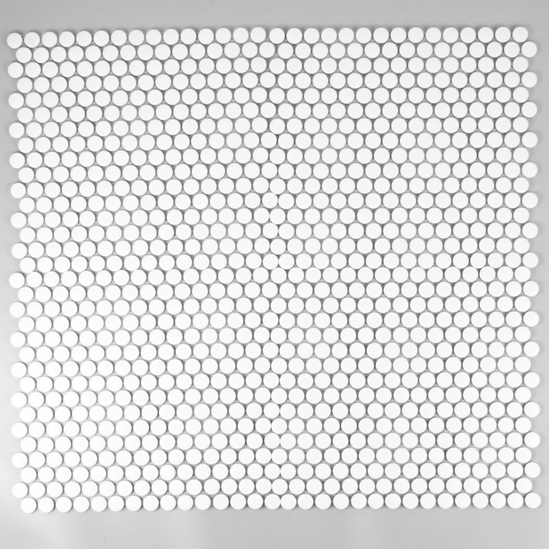 Cirkel 11.46'' W x 12.4'' L Porcelain Tile Mosaic Sheet, Pearl White