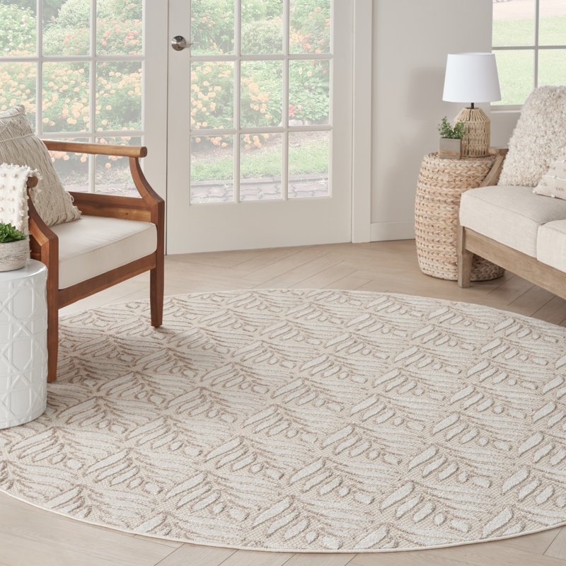 Alantra Nature Ivory/Grey Indoor/Outdoor Area Rug, Round 7'10"