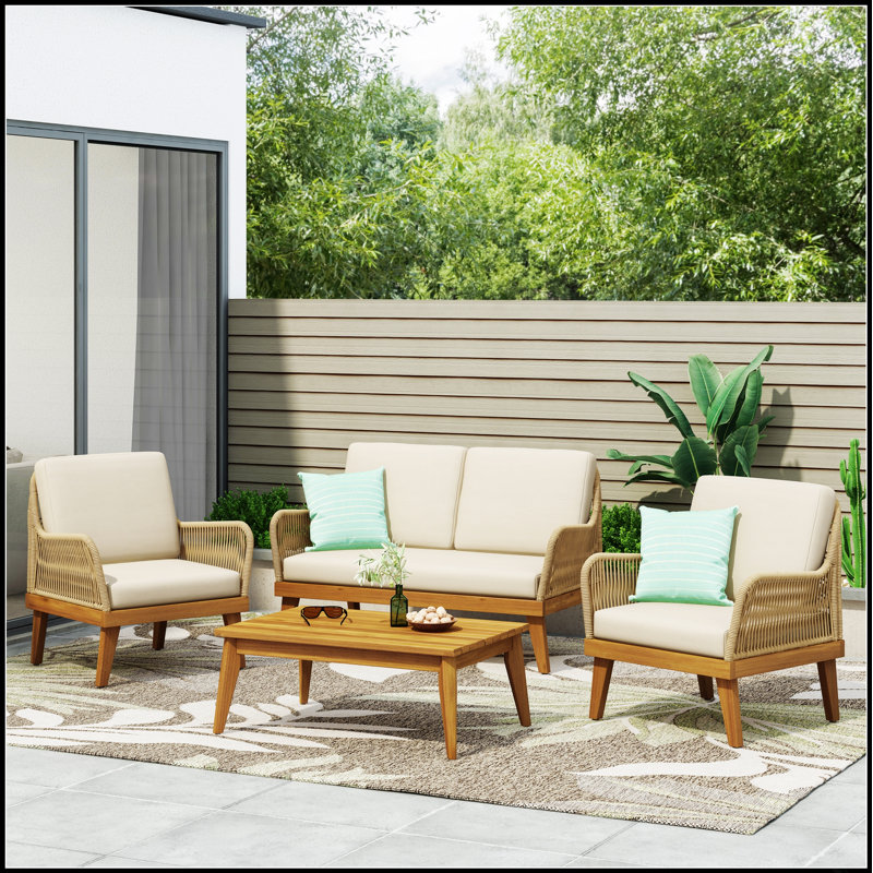 Ensemble de conversation avec causeuse, table basse et 2 fauteuils club pour la détente élégante Annisa