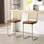 Tabouret de comptoir moderne en rotin de 26 po avec siège capitonné en similicuir chromé Marlow