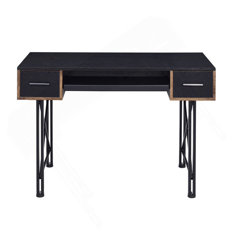 Bureau d'ordinateur noir avec plateau pour clavier