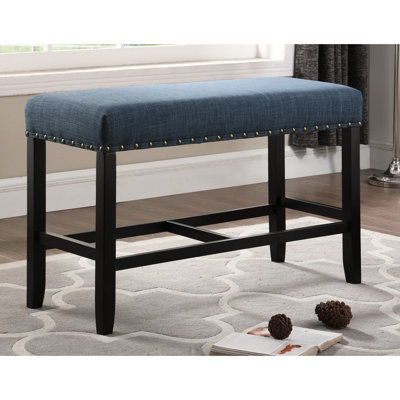 Siège de salle à manger en tissu bleu avec structure stable et banc de revêtement de comptoir longue durée recouvrant des pieds solides