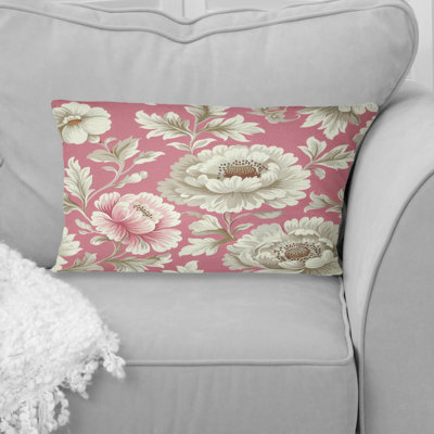 Pink Flower Dreams - Traditional Lumbar Pillow