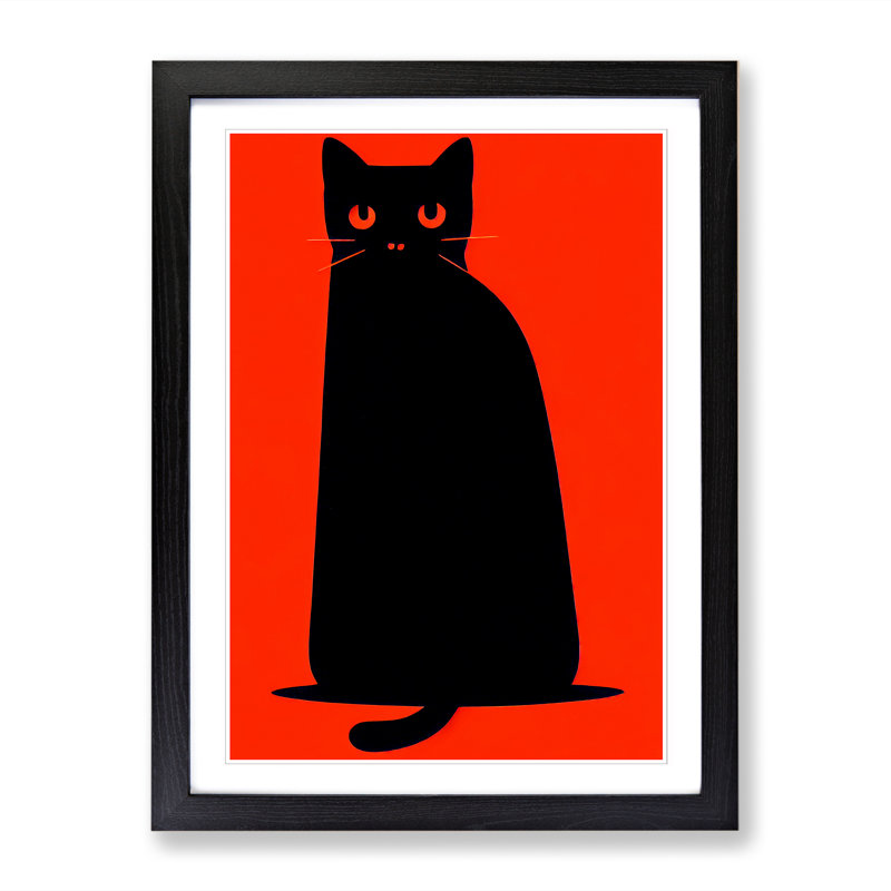 Cat Minimalism Vol.1 - Picture Frame Print, 34cm H x 25cm W x 2cm D, Oak Framed