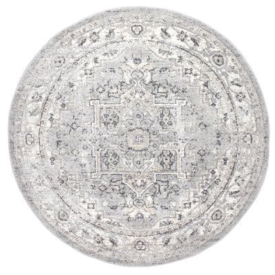 Edwa Traditional Power Loom Performance Light Gray Rug