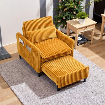 Canapé d'appoint moelleux en velours côtelé avec coussin amovible pour les petits espaces