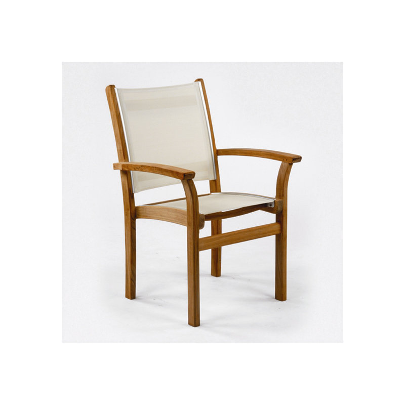 St. Tropez Stacking Teak Patio Dining Chair, Sand
