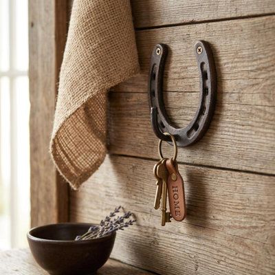 4" Antiqued Bronze Cast Iron Horseshoe Wall Hook