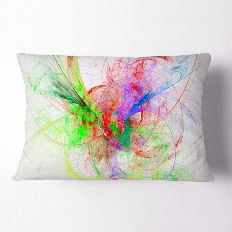 Motif multicolore sur blanc fractal - coussin imprimé abstrait