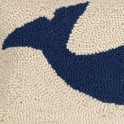 The Pillow Shoppe Welcome Whale Wool Hook Coastal Pillow with Removable Cover, 8x24" Oblong