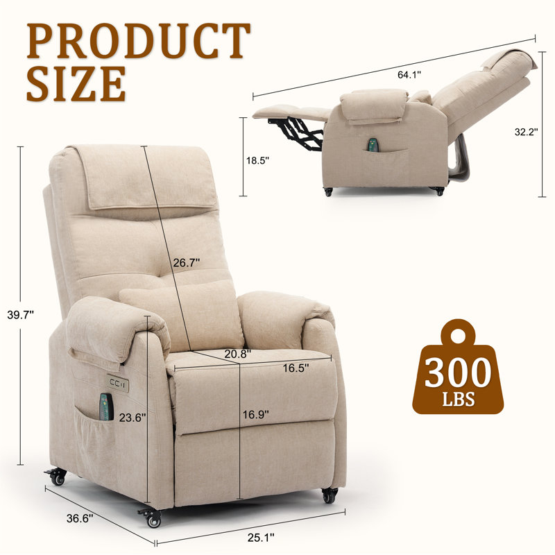  KORSER Recliner Chair , Electric Recliner With Heat And Massage, Recliners With Wheels, Swivel Recliner With USB Ports, Side Pockets