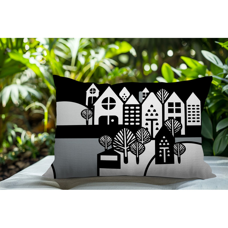 Oreiller rectangulaire réversible intérieur / extérieur Hansen, Gris, Rectangle H 14 po x l 20 po