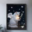 Art mural rétro noir, ange, chat blanc, embrassant un enfant, impressions sur toile de style rétro-993797206