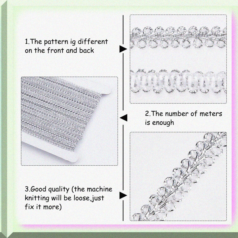 15 Yards Silver Metallic Flower Pattern Braid Lace Trim