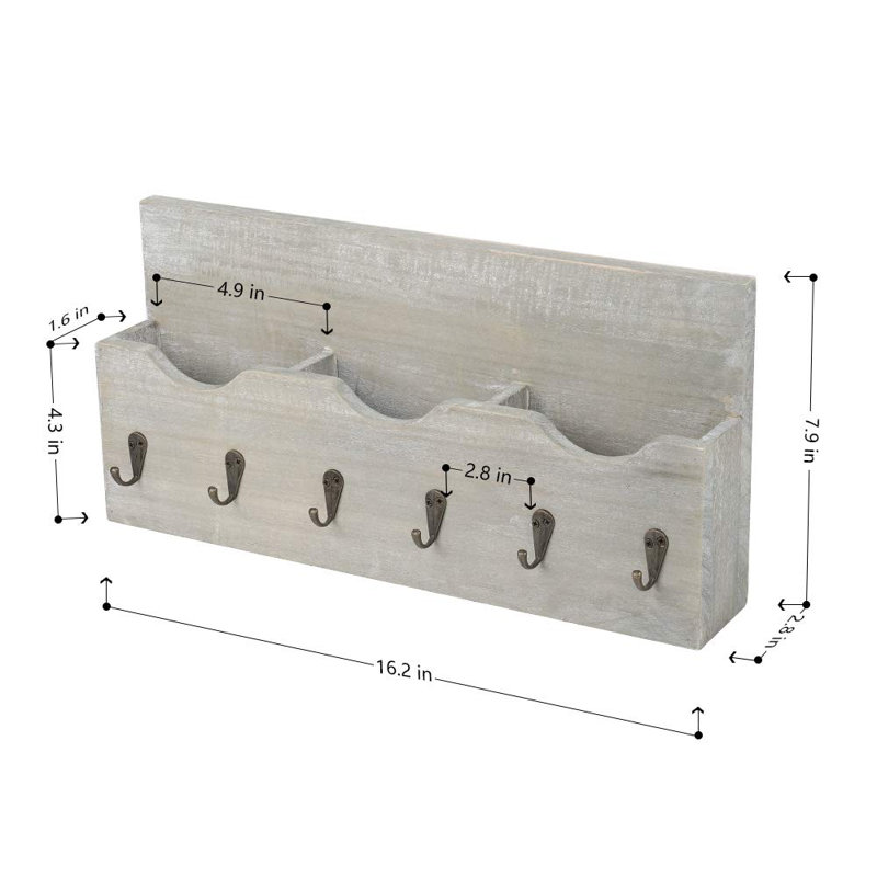 Alessia Solid + Manufactured Wood Wall Organizer, Gray
