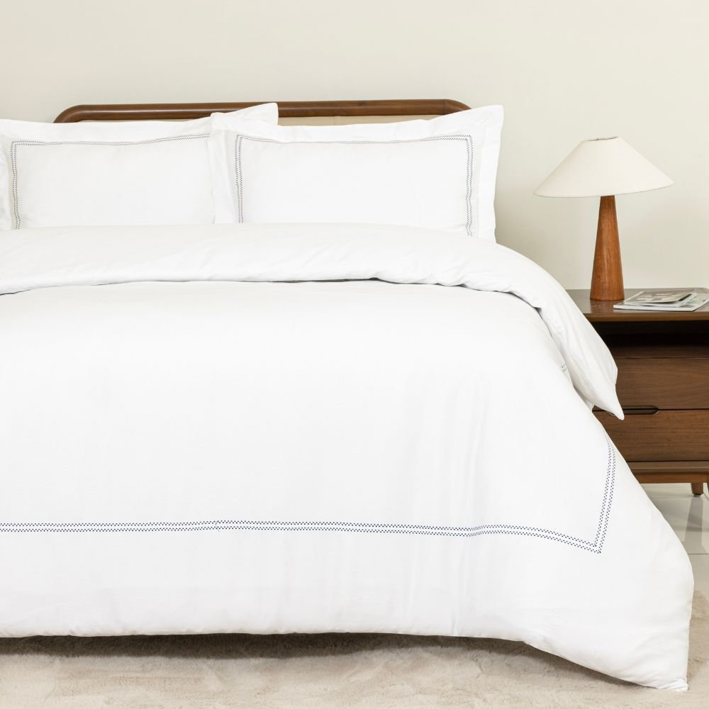 Mhg Living Oxford Navy Double 200 Thread Count Duvet Cover Set - Image 4
