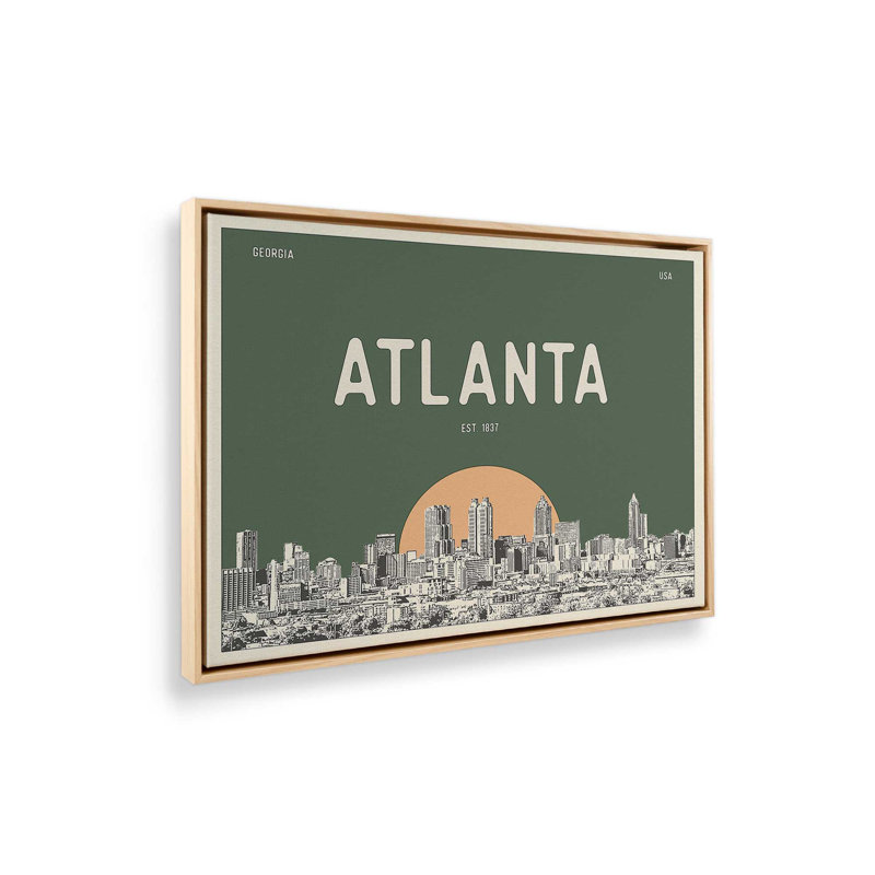 «Atlanta Skyline Peach» par Deny Designs, reproduction d'art, 12 x 16, Tanné, Toile avec cadre