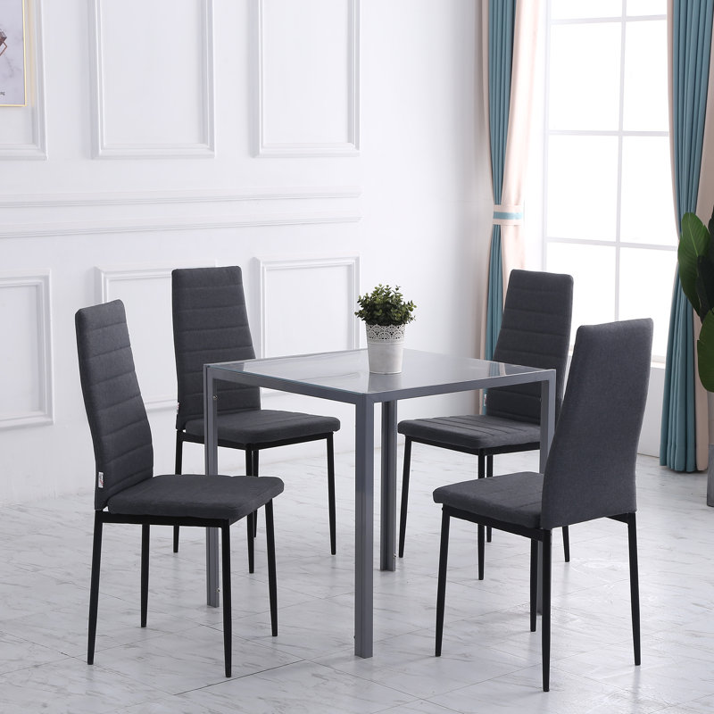 Kulsuma 47cm H Tufted Polyester Upholstered Full Back Side Chair in Grey