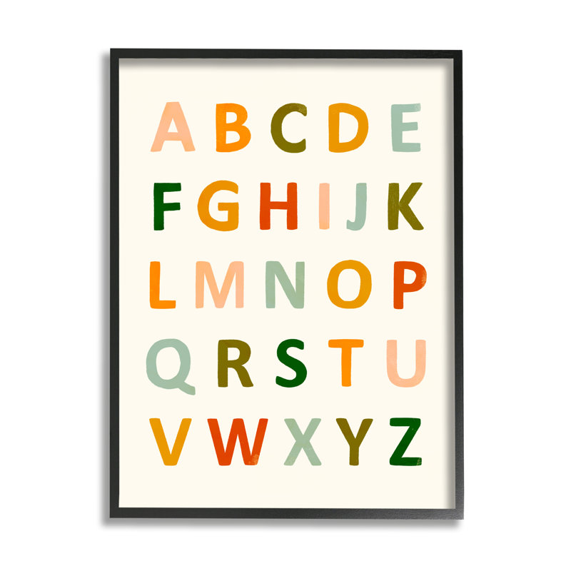ABC ABC, H 14 po x l 11 po, Giclée encadrée noir minuit