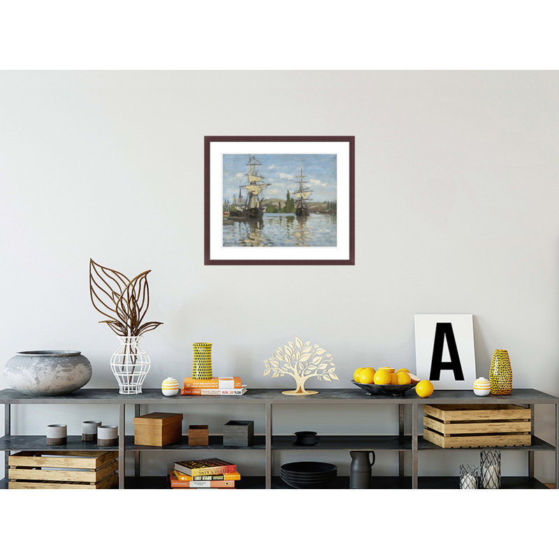 Navires à cheval sur la seine à Rouen par Claude Monet, impression giclée encadrée, H 23,5 po x l 27,42 po