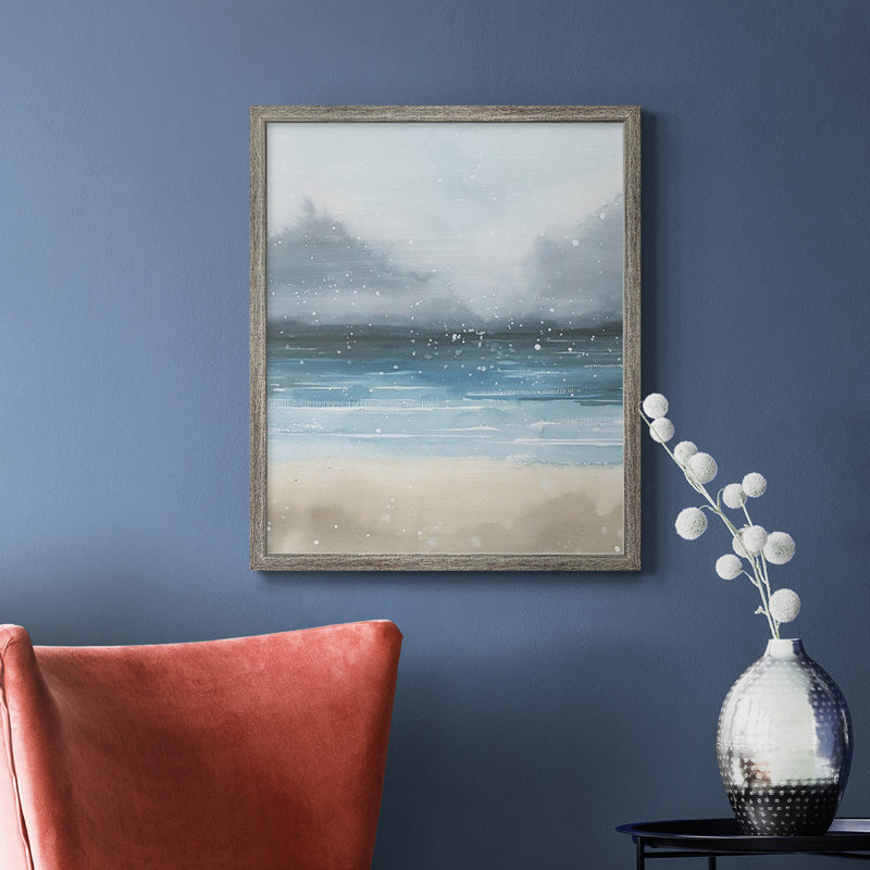 Étoiles et la mer II, toile encadrée de qualité supérieure - prête à être accrochée, H 24 po x l 20 po, Argent patiné