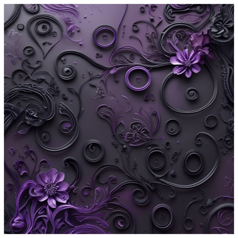 Coussins à double face mauve à motif floral complexe, 26 x 26 pouces