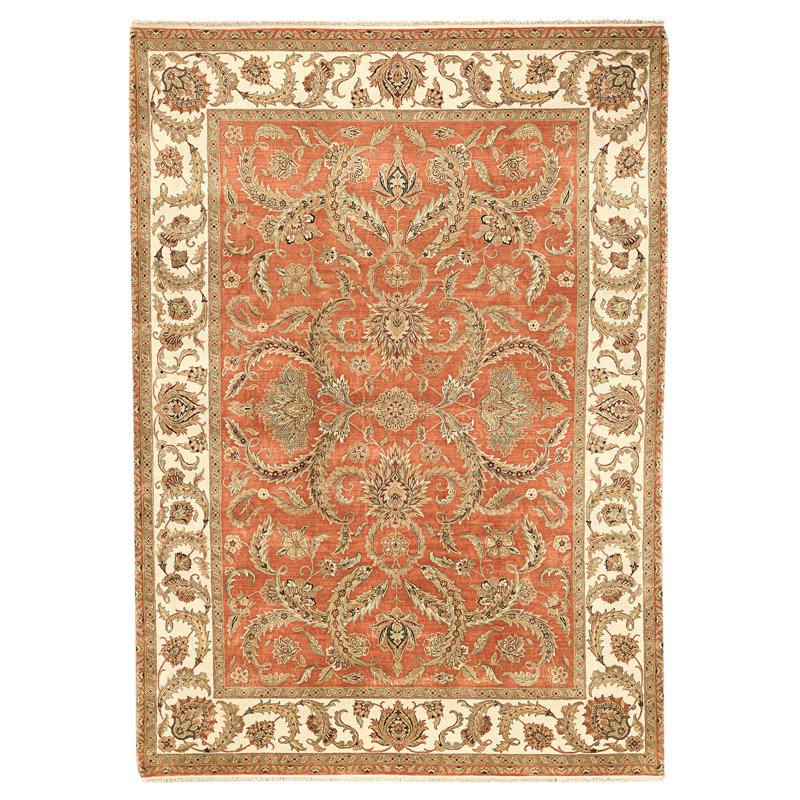 Tapis rouille et ivoire noué à la main de haute qualité