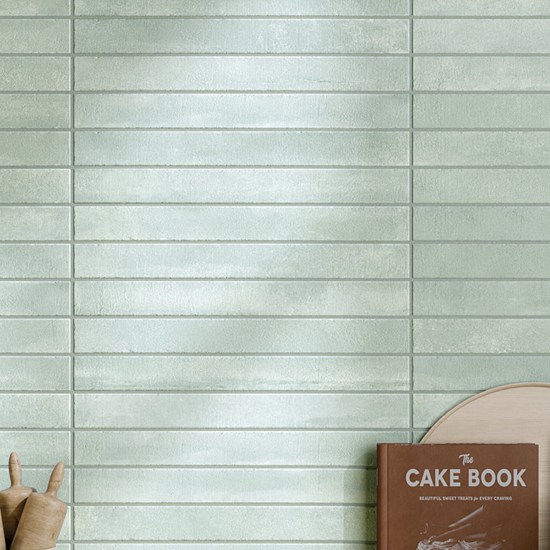 Arenosa 2" x 18" Zellige Matte Porcelain Wall Tile, Sea Water Light Green
