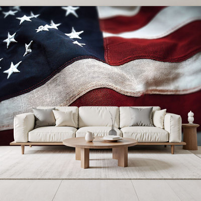 Papier peint auto-adhésif en tissu drapeau américain rapproché H 69 po x l 96 po, papier peint amovible en PVC, peinture murale auto-adhésive, décoration pour chambre d'enfant, salon, chambre de bébé, bureau