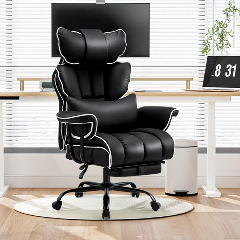 Fauteuil de direction haut dossier avec appui-tête, Noir