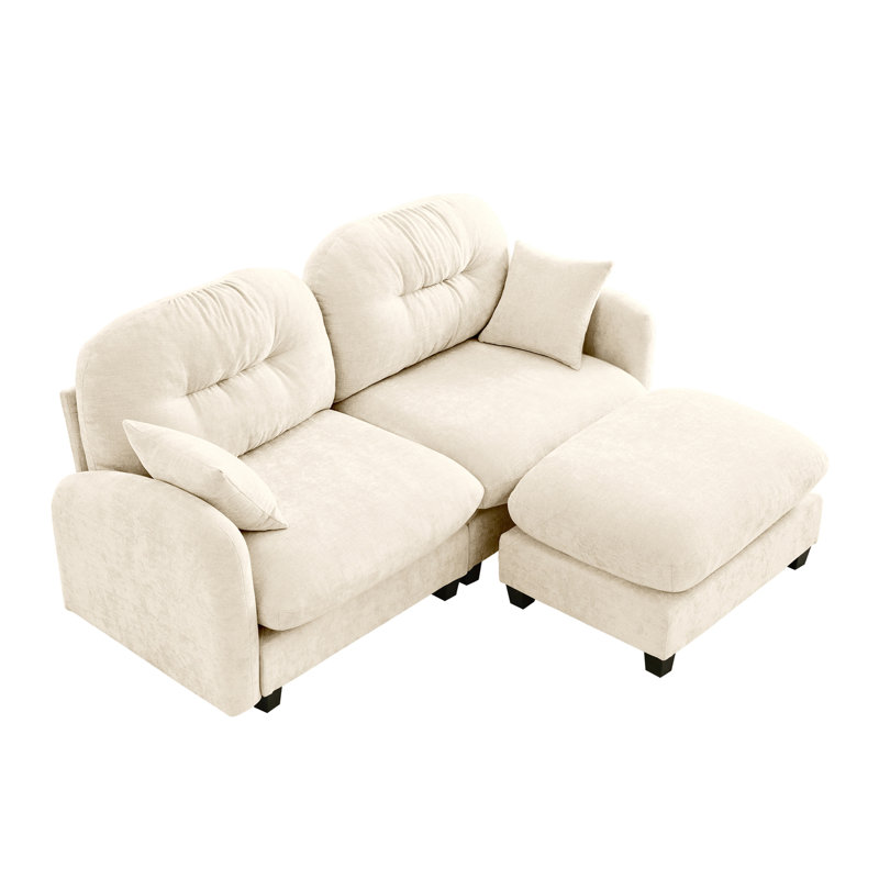 Cloud Sectional L-Shaped Couch With Ottoman,Soft Chenille Fabric,Tufted Cushion Backrest Design  High-Density Foam,Fits Bedrooms Living Rooms Reading Nooks