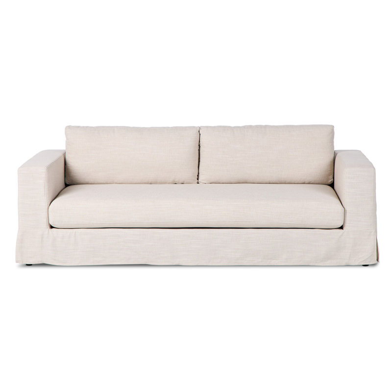 Tovana Sofa- 95"-Crypton Nomad Snow, Savoy Parchment 61% Polyester/31% Viscose/8% Flax