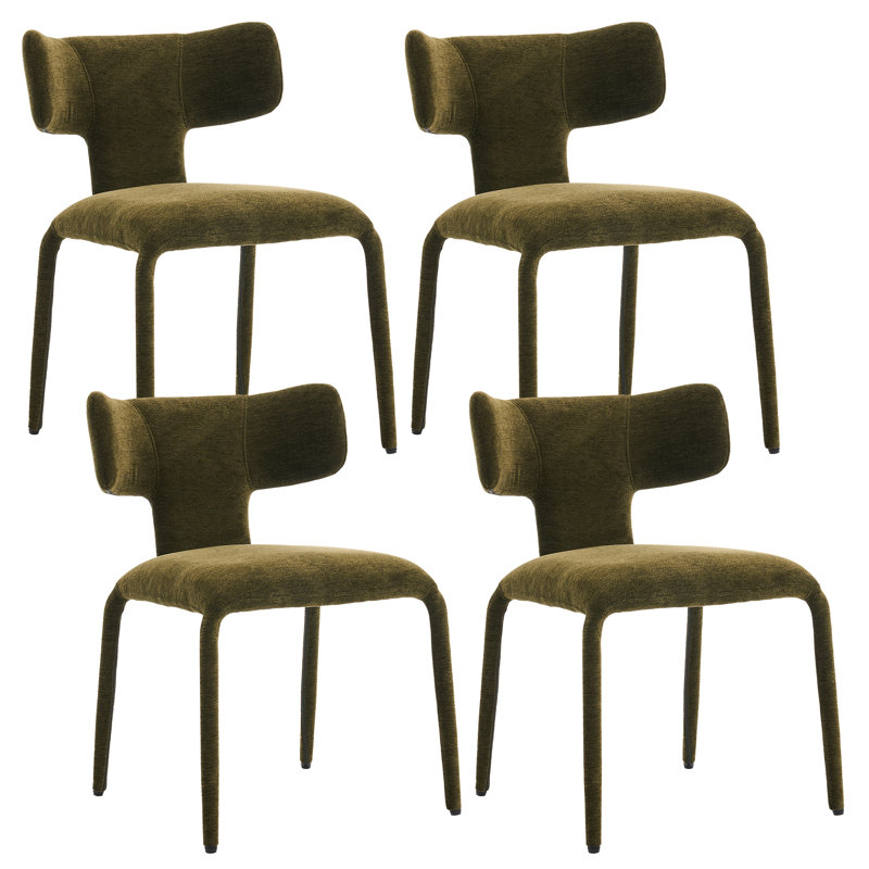 Green Fabric Dining Chair, Modern Upholstered Side Chair With Metal Legs And High Back For Kitchen And Dining Room, Green