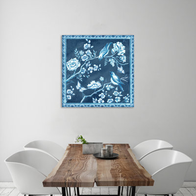 "Chinoiserie Tile: Birds & Blossoms" Gallery Wrapped Canvas By Winston Porter