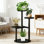 Support à plantes à 4 niveaux pour plantes d'intérieur, tablette d'angle en métal et en bois pour pots multiples, présentoir vertical peu encombrant pour salon, patio, balcon ou bureau