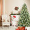 Arbre de Noël 8 pi avec 102 pommes de pin - 1858 pointes, branches mixtes en PVC et à aiguilles dures, structure à charnières pour une installation facile, support en métal robuste - arbre de Noël réaliste
