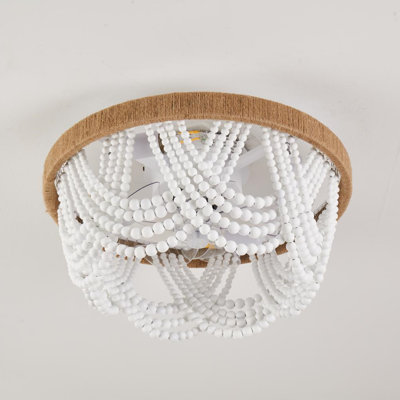 Farmhouse Boho Flush Mount Ceiling Fan with Light