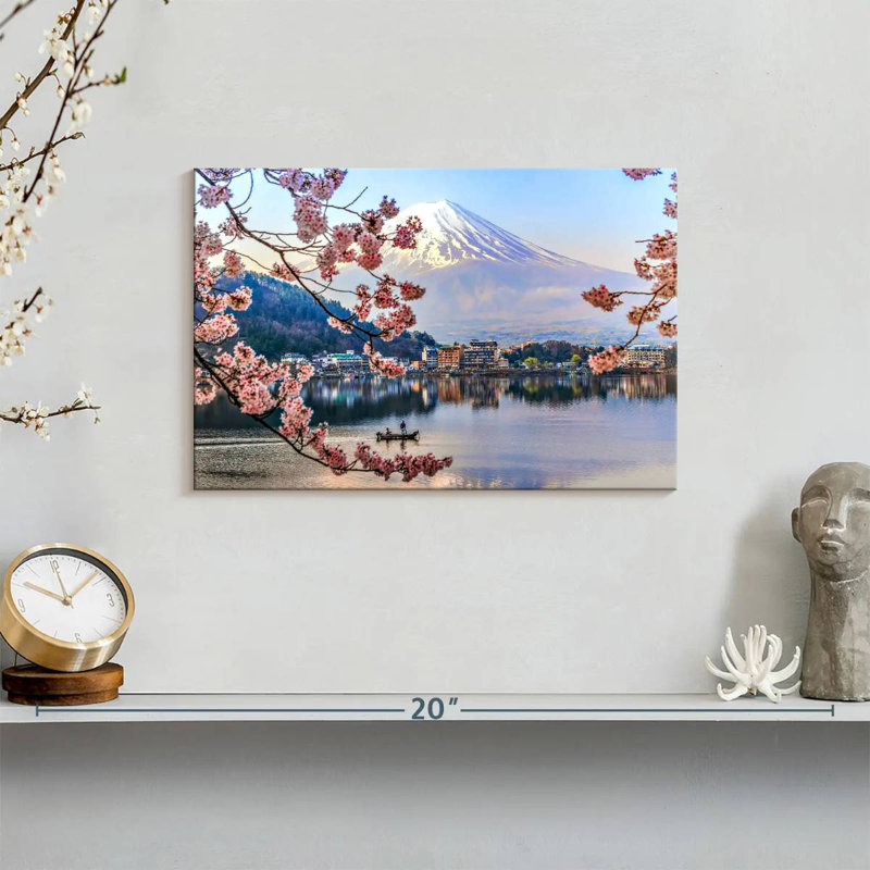 Scène de printemps du lac Senne Kawaguchi, H 8 po x l 12 po