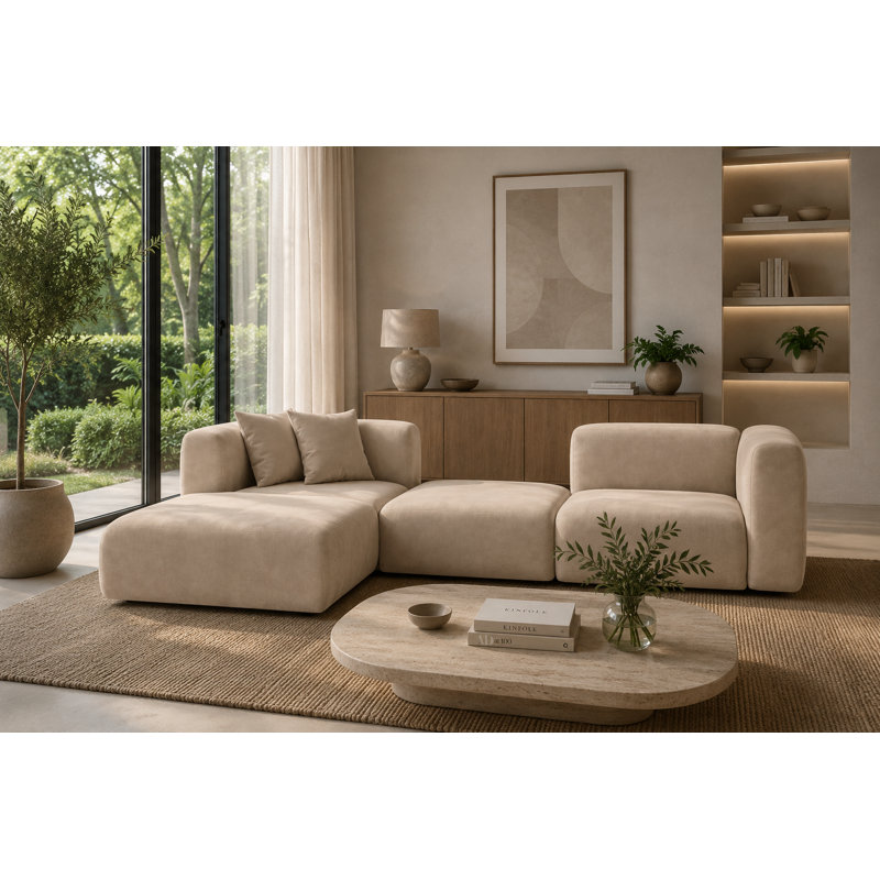 3 Seater Velvet Sofa & Chaise