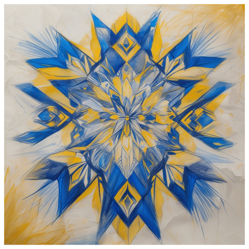 Housses de couette kaléidoscope bleues et jaunes, Lit simple