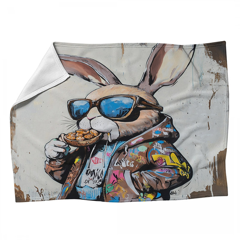 Jeté en molleton Rabbit - Jetés animaux pour canapés ou lits, L 60 po x l 50 po