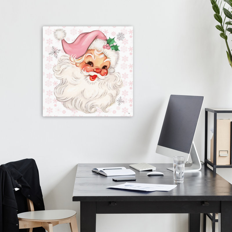 Art de Noël rose rétro rétro, H 18 po x l 18 po