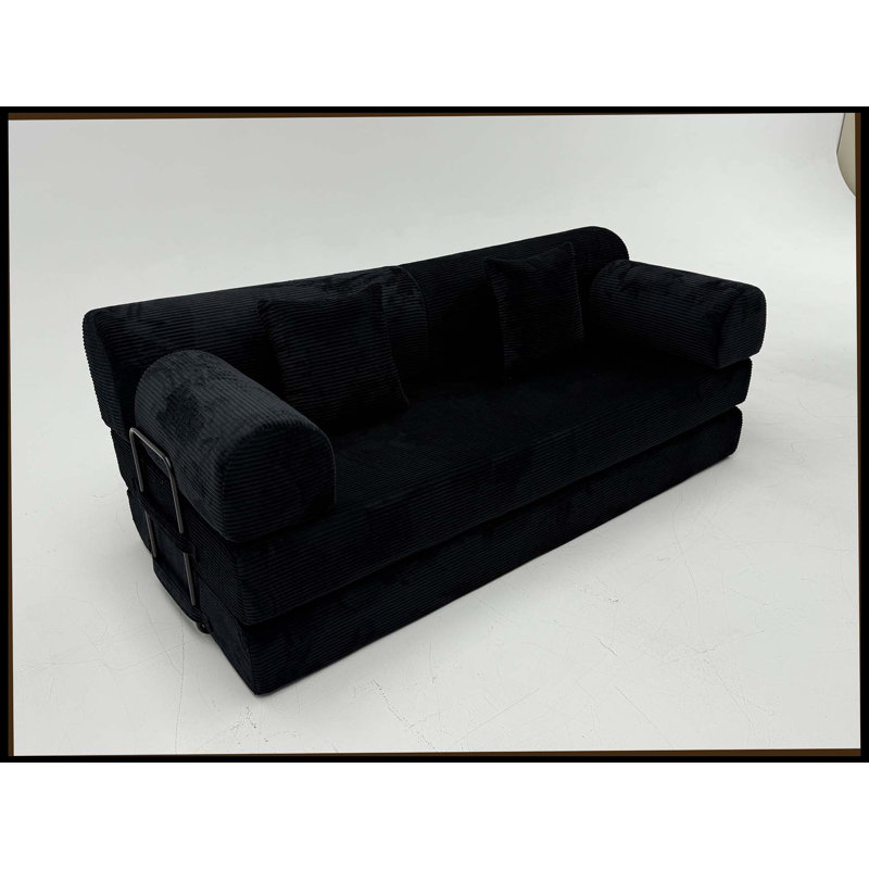 Canapé-lit convertible, canapé-lit pliant en velours côtelé avec cadre de forme fixe, canapé-lit de salon pour chambre à coucher (noir)