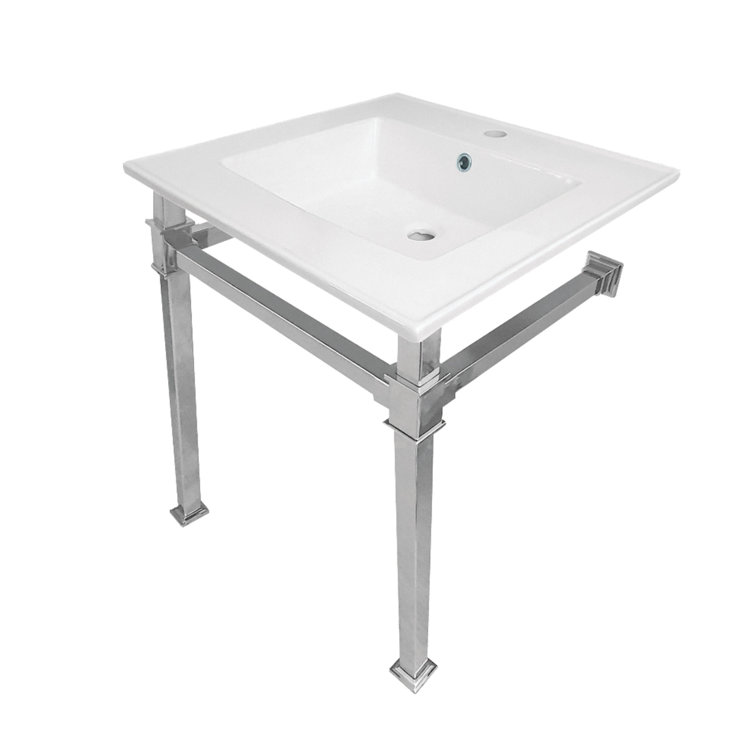 Monarch Ceramic Rectangular Console Bathroom Sink with Overflow