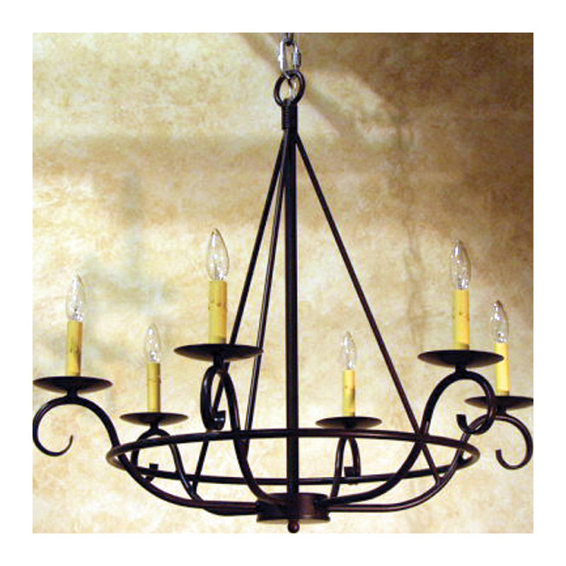Estrella 6 - Light Chandelier, No Shade, Rustic Iron