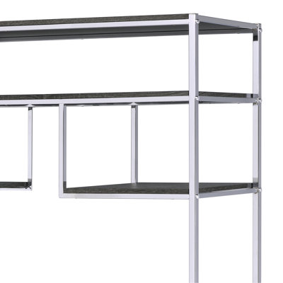 Rustic Gray Oak & Chrome Finish Bookshelf