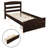 Twin Platform Bed Frame with Storage Drawer, Solid Pine Wood Slat Support, No Box Spring Needed, Walnut-409175105